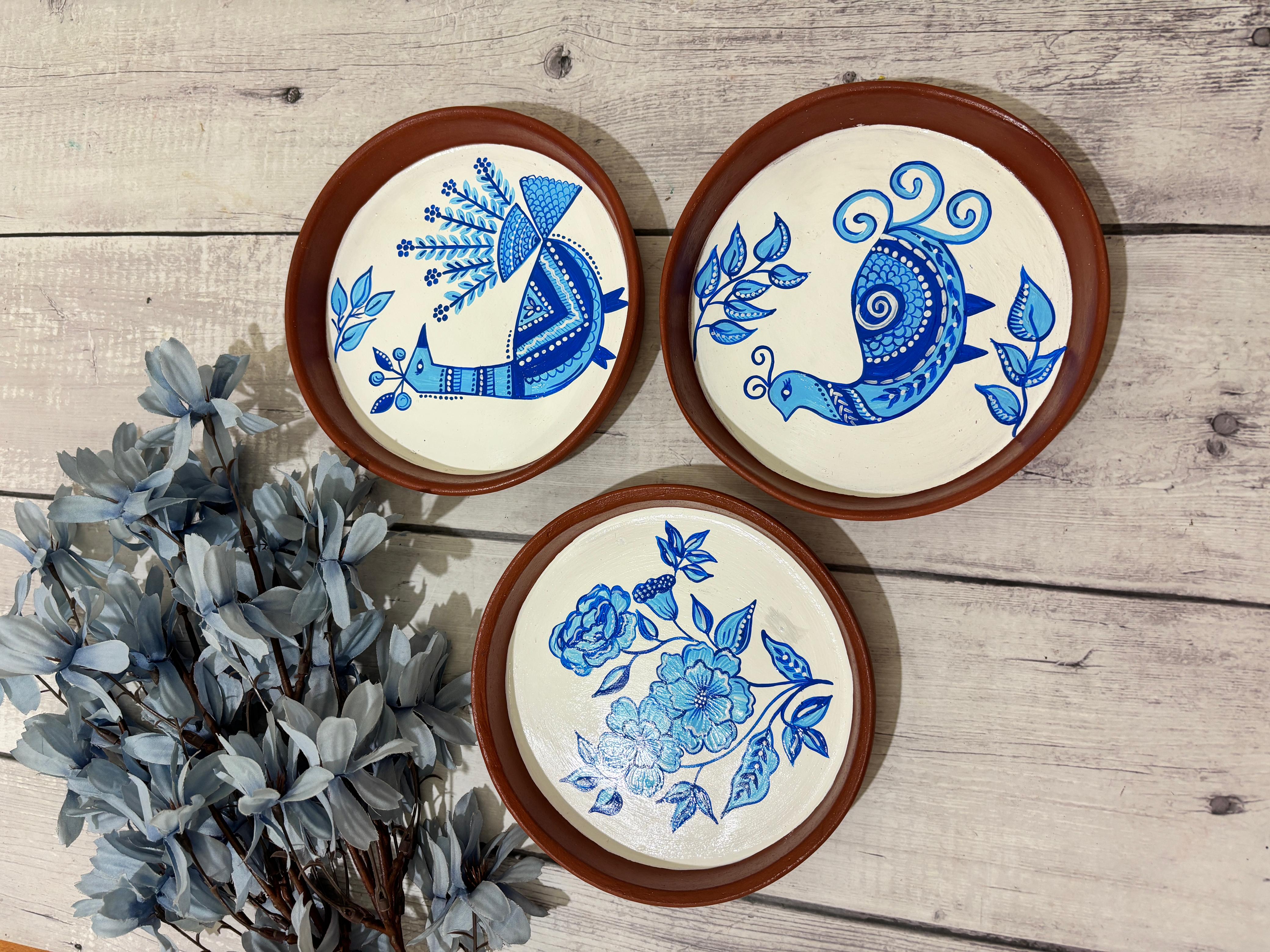 Indigo Folk Bird Wall Plate