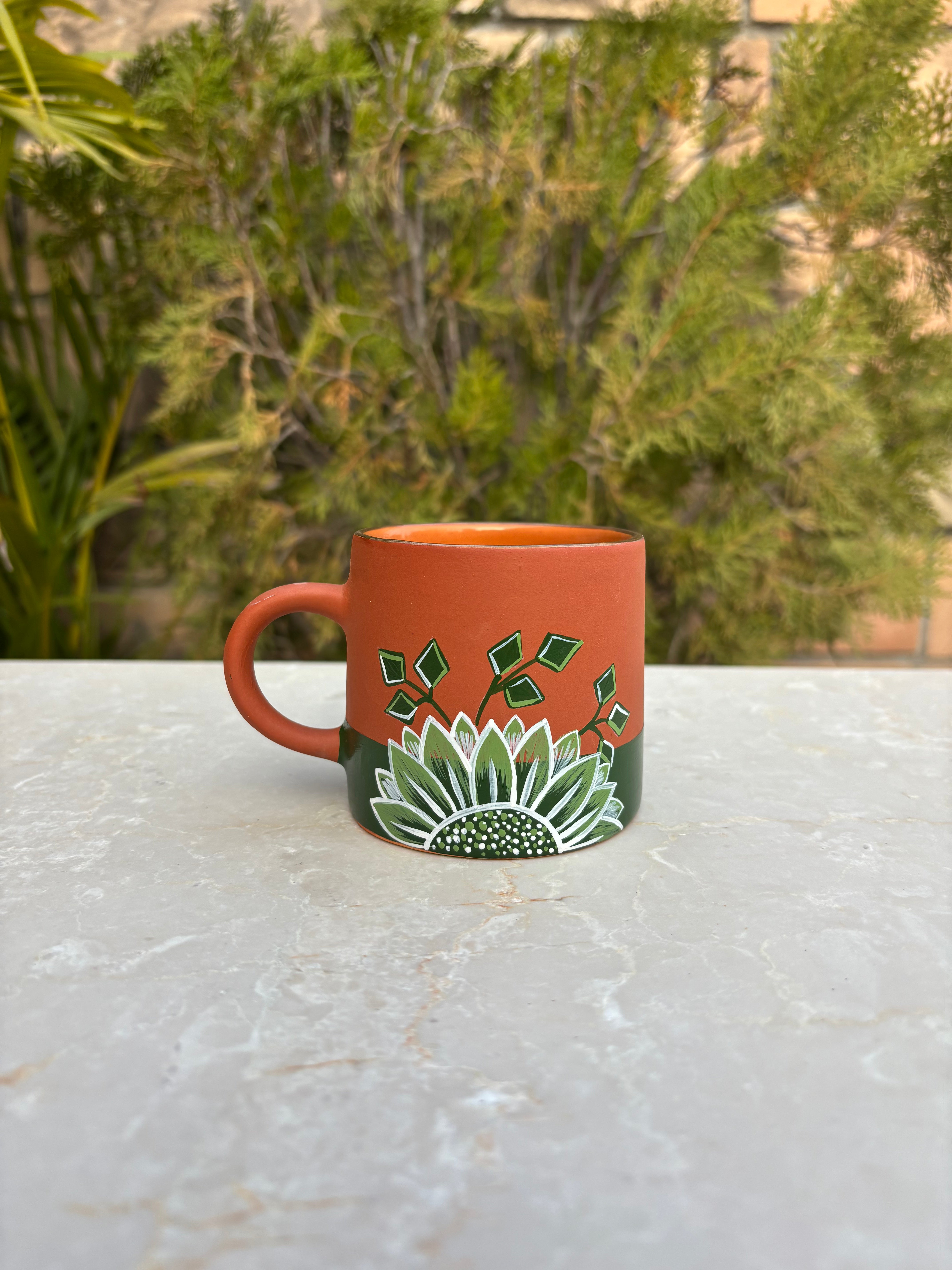 Kamalam Teramic Mug Green Sunflower