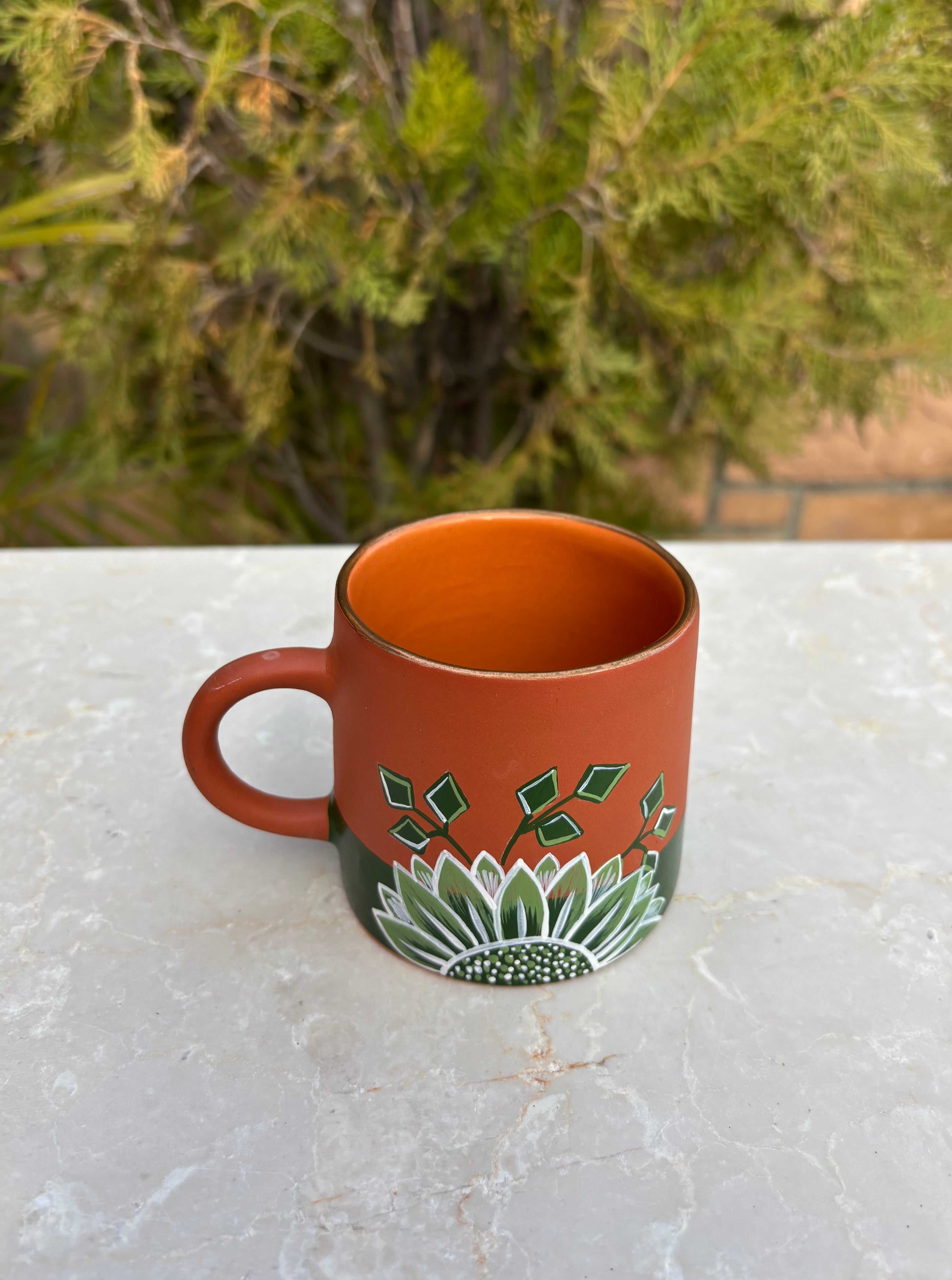 Kamalam Teramic Mug Green Sunflower