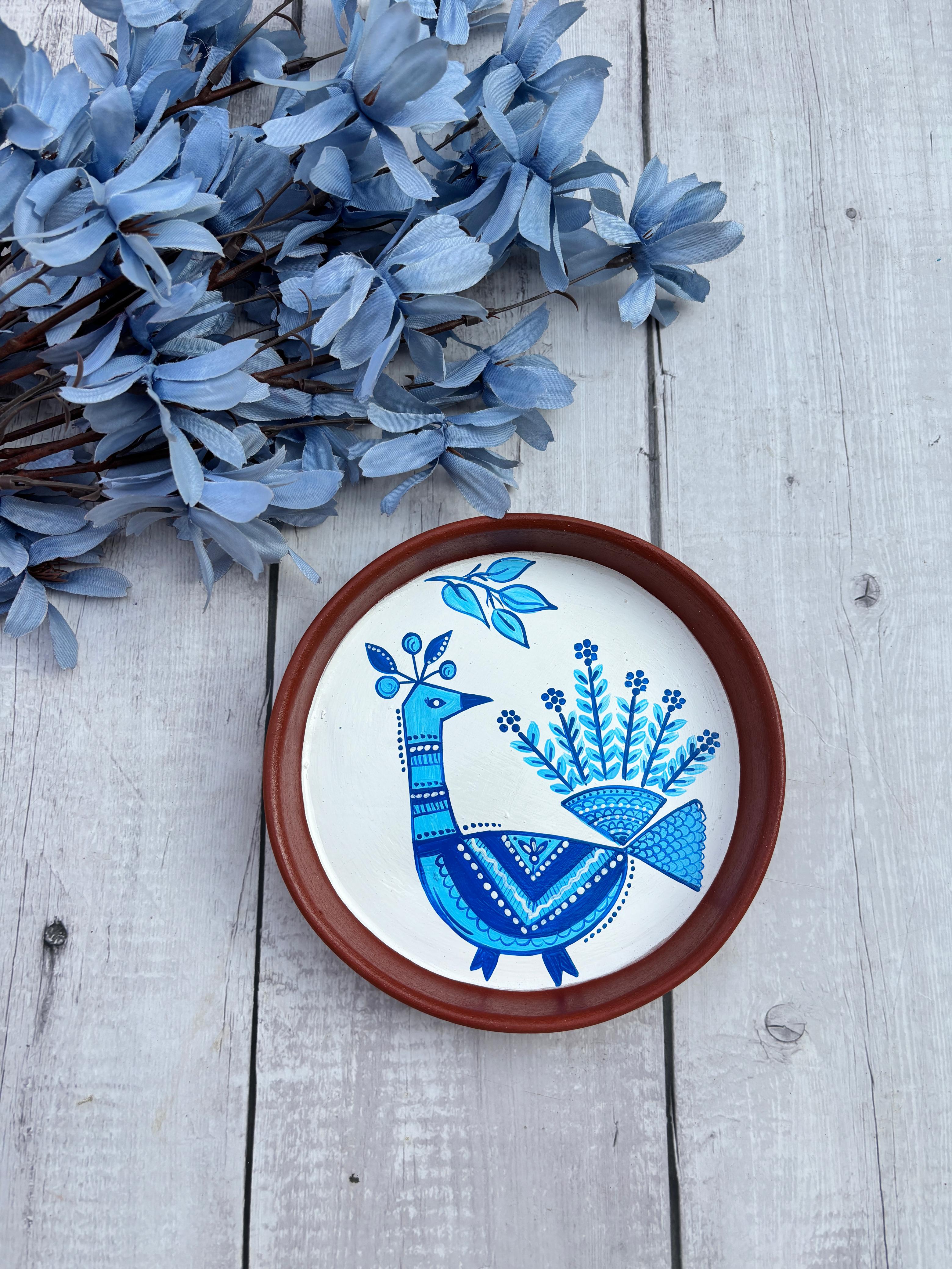 Indigo Folk Bird Wall Plate