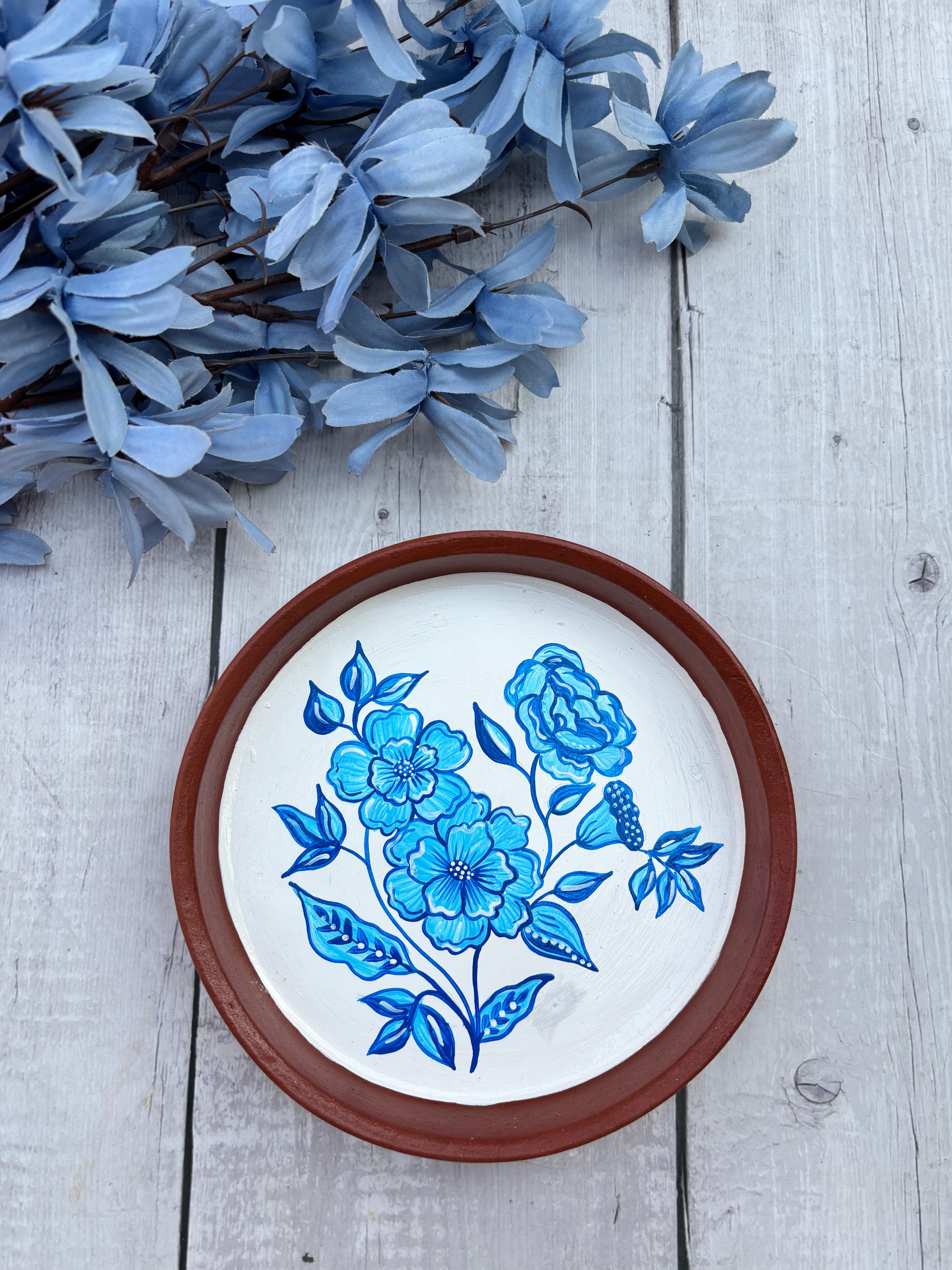 Blue Floral Wall Plate