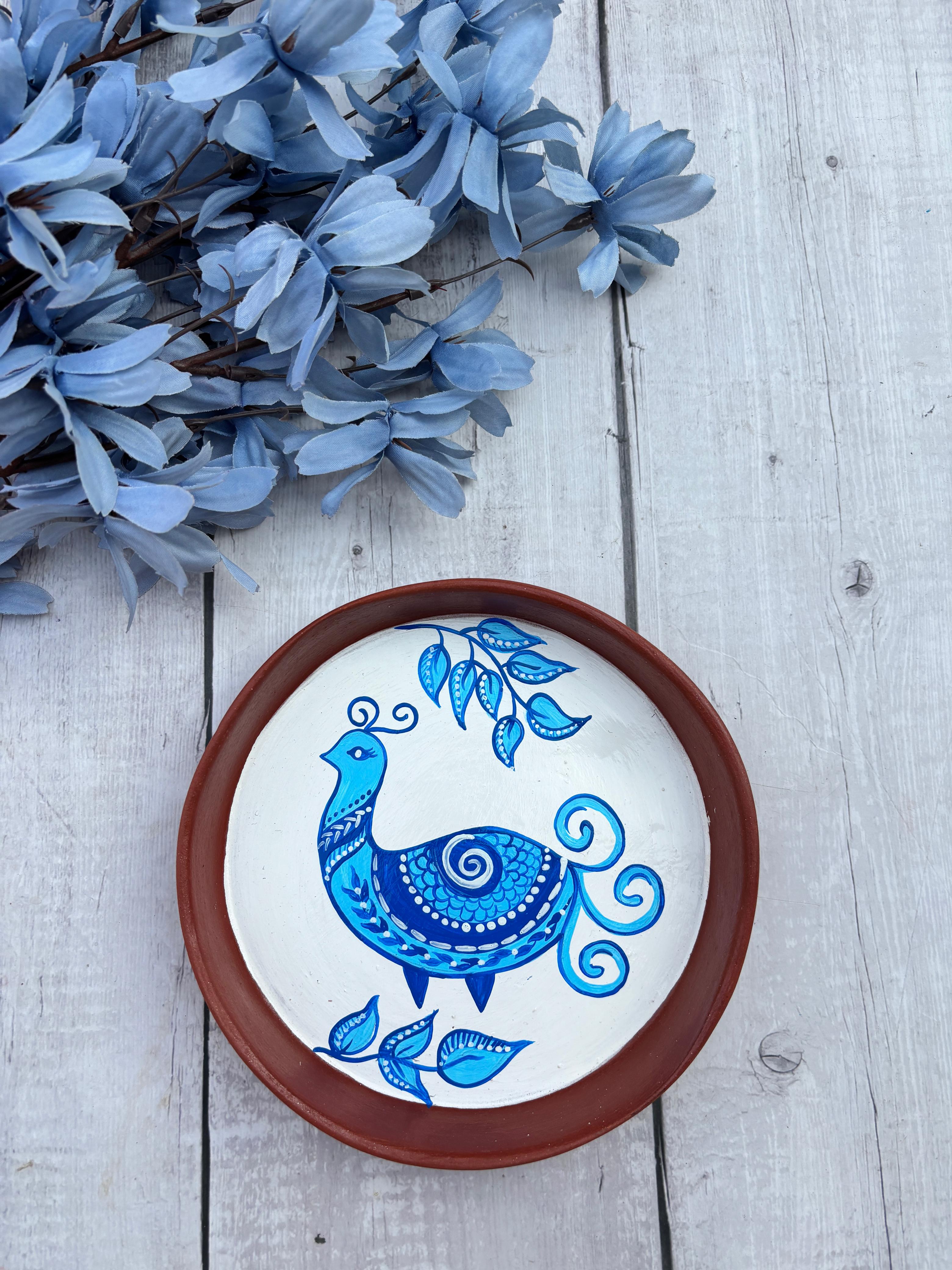 Indigo Folk Bird Wall Plate