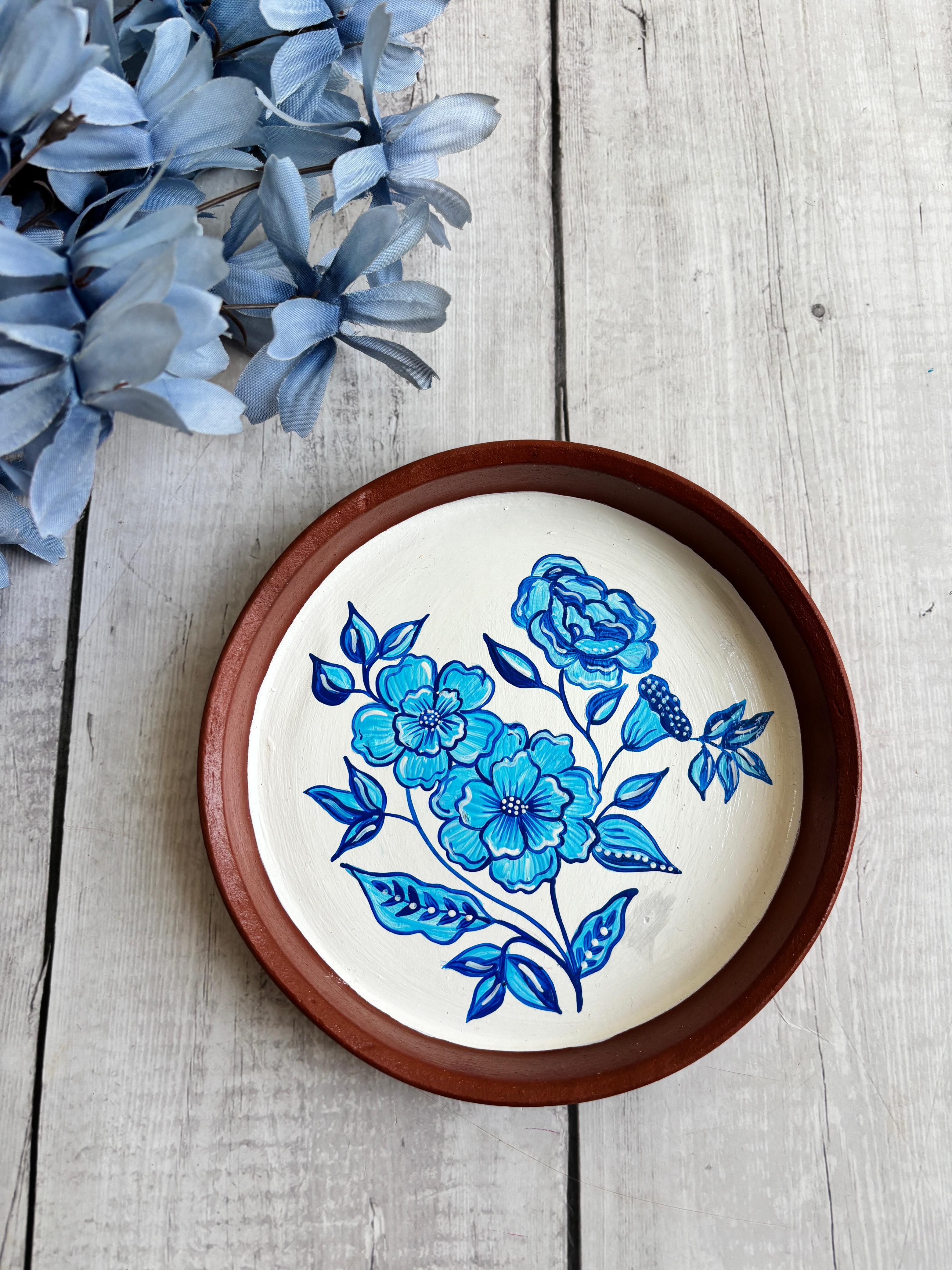 Blue Floral Wall Plate